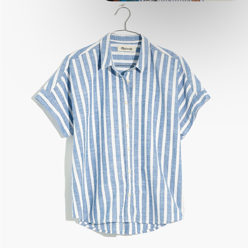 Cropped Button-Down Shirt in Stripe